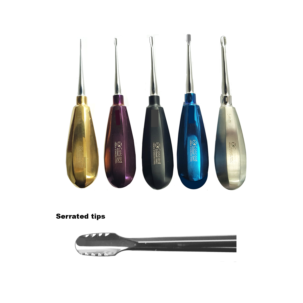 Winged Elevators - Stubby, Coloured with Serrated Tips