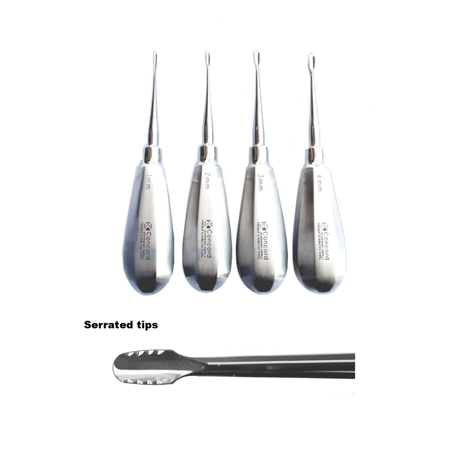 Winged Elevators Serrated Tips, Stubby Handles